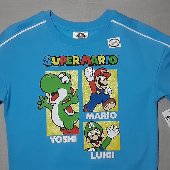 Nintendo Super Mario Kids Girl's Boy's Long Sleeve Fleece Sweatshirt Blue S 6-6X - Picture 7 of 10